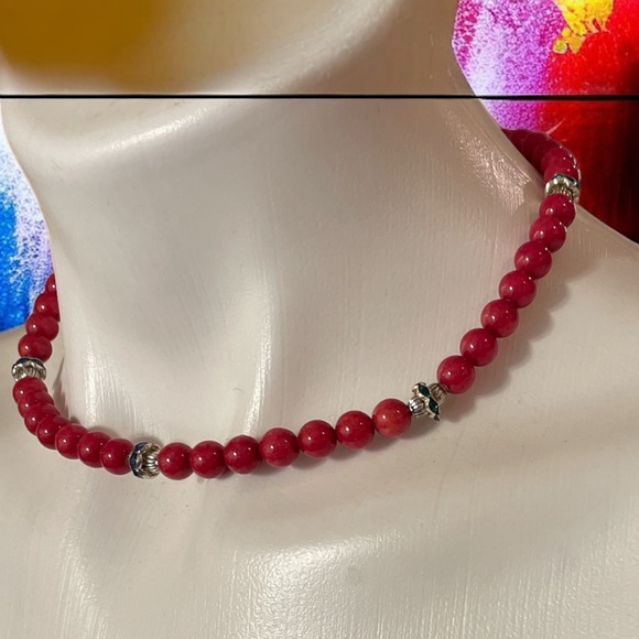 Hand Crafted Coral Statement Necklace 17” NWT - Picture 14 of 15